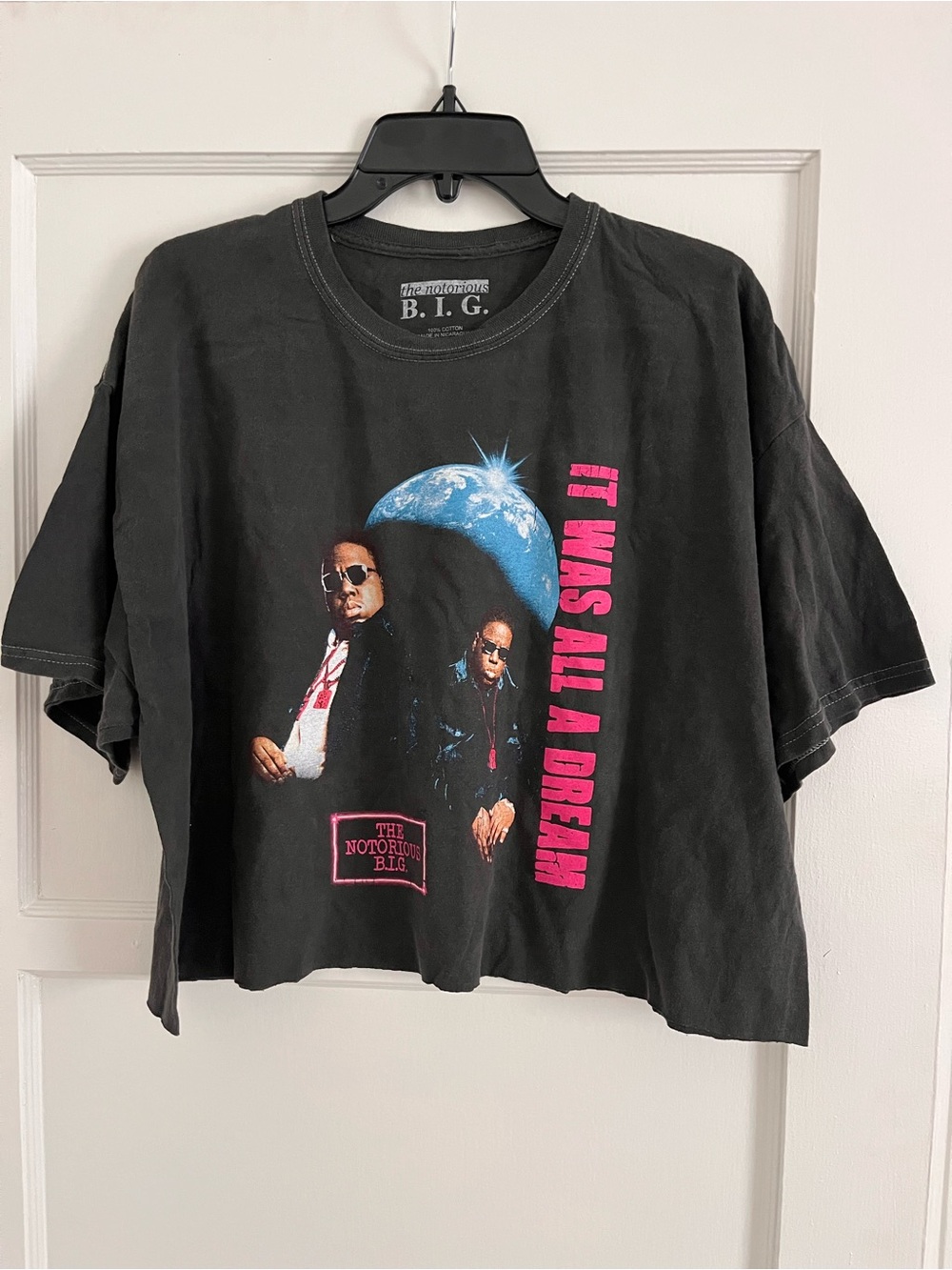 ‘It was all a dream’ Black Graphic Crop Tee - The Notorious B.I.G S/M